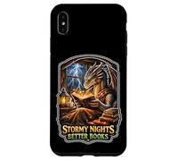Carcasa para iPhone XS MAX Stormy Night Cozy Dragon Reading Fantasía Criatura
