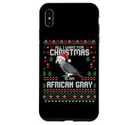 Carcasa para iPhone XS MAX Suéter Feo navideño con diseño de Loro Gris Africano All I Want Christmas