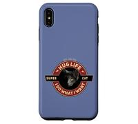 Carcasa para iPhone XS MAX Super Gato Negro Gato Indio Motocicleta Retro Cool