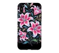 Carcasa para iPhone XS MAX Tiger Lilies Blue White Pink Summer Spring Flowers Lily Buds