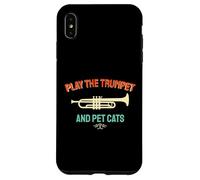 Carcasa para iPhone XS MAX Trompetista Vintage Amante de los Gatos Divertido diseño de música