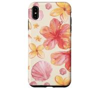 Carcasa para iPhone XS MAX Tropical Hibiscus Seashells Summer Floral Pattern