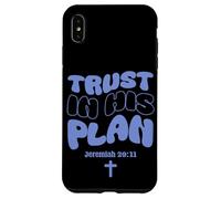 Carcasa para iPhone XS MAX Trust In His Plan Jeremiah Biblia Verso Retro Groovy Word Art