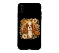 Carcasa para iPhone XS MAX Vintage Flowers Red White Cavalier King Charles Spaniel Dog