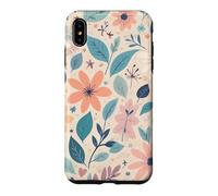 Carcasa para iPhone XS MAX Vintage Retro Groovy Wildflowers Floral Beige Hoja Crema