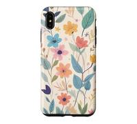 Carcasa para iPhone XS MAX Vintage Retro Groovy Wildflowers Floral Beige Hoja Crema