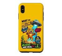 Carcasa para iPhone XS MAX What The Meow Funny Cat UFO Abduction Sci-Fi Alien