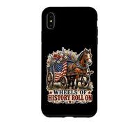 Carcasa para iPhone XS MAX Wheels of History - Carro con Bandera Estadounidense