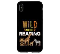 Carcasa para iPhone XS MAX Wild About Reading Libros Animales del zoológico Amor Lectura de Libros