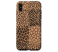 Carcasa para iPhone XS MAX Wild Safari Animal Patchwork Beige Pattern Collage