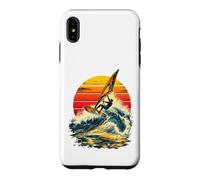 Carcasa para iPhone XS MAX Windsurf Ola Montar al Atardecer Retro Windsurfista Océano Agua