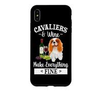 Carcasa para iPhone XS MAX Wine Makes Everything Fine Cavalier King Charles Spaniel Dog