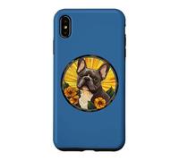 Carcasa para iPhone XS MAX Womens Girls Floral Flowers Round Black French Bulldog Lover