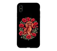 Carcasa para iPhone XS MAX Womens Red Poppies Ruby Cavalier King Charles Spaniel Lover