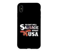 Carcasa para iPhone XS MAX You Cant Spell Sausage Without USA 4th of July American Flag