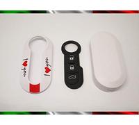 Carcasa para llave + botones de goma compatible con Fiat 500 Grande Punto Evo Bravo Panda 500L Lancia Y Ypsilon Musa Delta Carcasa mando a distancia I love you te amo