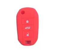 Carcasa para llave compatible con Citroen C2 C3 C4 Aircross C5 Cactus Peugeot 508 208 308 2008 3008 silicona goma 3 botones llavero funda suave protección mando a distancia coche (rojo)