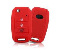 Carcasa para llave compatible con Kia CEE'D CEED Sorento Sportage Rio Carens Soul Venga Niro silicona goma 3 botones llavero funda suave protección mando a distancia coche rojo