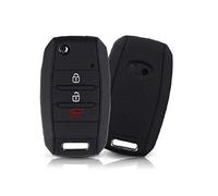 Carcasa para llave compatible con Kia CEE'D CEED Sorento Sportage Rio Carens Soul Venga Niro silicona goma 3 botones llavero funda suave protección mando a distancia coche Negro