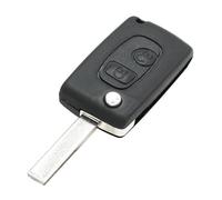 Carcasa para Llave de Coche Carcasa de Llave remota Plegable modificada de 2 Botones para Peugeot 406, 206, 307 y 308 con Hoja sin Cortar(White)
