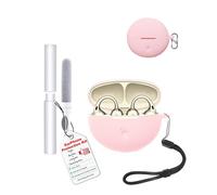 Carcasa para Oppo Enco Clip 2 Auriculares, toergy a prueba de golpes, impermeable, suave y delgado, cubierta de silicona con cordón, llavero y kit de limpieza, rosa