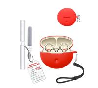 Carcasa para Oppo Enco Clip 2 Auriculares, toergy a prueba de golpes, impermeable, suave y delgado, cubierta de silicona con cordón, llavero y kit de limpieza, rojo