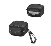 Carcasa para Samsung Galaxy Buds 4 Pro & Buds 4, resistente a los golpes, carcasa de TPU con efecto carbono, pantalla LED con ventana de visualización, funda con mosquetón, color gris oscuro