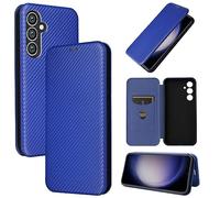 Carcasa para Samsung Galaxy S23 FE 5G de lujo, fibra de carbono de poliuretano + TPU híbrido protección completa a prueba de golpes Flip Case Cover for Samsung Galaxy S23FE 5G (Blu)