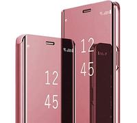 Carcasa para Samsung Note 20 Ultra 5G Clear View Flip Case con espejo efecto funda rígida PC+piel sintética funda Samsung Galaxy Note 20 Ultra 5G carcasa con soporte 360 antigolpes Cover Case (oro