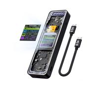 Carcasa para SSD 2280 M.2 NVMe Cyber Design Explorer Edition con Pantalla LCD, Máx. 10 Gbps, Tipo C, Color Negro