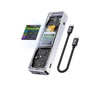 Carcasa para SSD 2280 M.2 NVMe Cyber Design Explorer Edition con Pantalla LCD, Máx. 10 Gbps, Tipo C, Color Plateado