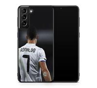 Carcasa para teléfono compatible con Samsung Galaxy S21 FE - Cristiano Ronaldo - Momento decisivo - Sublimación HD - Silicona Negro - Carcasa para teléfonos con Locura