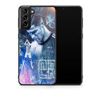 Carcasa para teléfono compatible con Samsung Galaxy S21 FE - Cristiano Ronaldo - Potencia y velocidad - Sublimación HD - Silicona Negro - Carcasa de Locura