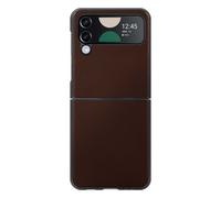 Carcasa para Z Flip 4 Cuero Resistente Elegante,torno Rígido Fino Marrón