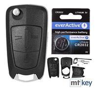 Carcasa plegable para llave de coche con mando a distancia de 2 botones HU100 + batería compatible con Opel