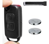 Carcasa plegable para llave de coche con mando a distancia de 2 botones HU44 W168 + 2 baterías compatibles con Mercedes Benz