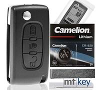 Carcasa plegable para llave de coche con mando a distancia y batería compatible con Citroen/Peugeot/Fiat