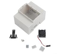 Carcasa protectora de montaje en riel DIN para Raspberry Pi 4B 3B ABS Case con ventana transparente, cierre deslizante, fijación a la pared, caja estable para proyectos electrónicos (Pi3B+fan+cooling)
