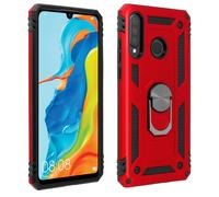 Carcasa protectora Huawei P30 Lite con anillo-soporte magnético - Rojo