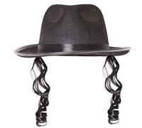 CARCASA RABINO FANCY ORTODOXA ¡DRES SOMBRERO NEGRO DE PELO RIZADO PATILLAS - (CON UN TAMAÑO DE APENAS GORRO DE)