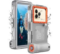 Carcasa Sumergible para iPhone, Samsung Galaxy, Huawei Xiaomi Redmi Smartphones Protección Profesional [15m/50ft], Funda Impermeable para Snorkel, Surf, Fotos y Videos (Gris-Naranja)