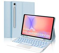 Carcasa teclado para Samsung Galaxy Tab S10 Lite 10.9" 2025/S10 FE 2025/S9 FE 2024 con teclado táctil multipunto y retroiluminación Keyboard, funda teclados AZERTY francés desmontable Bluetooth, azul
