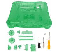 Carcasa translúcida para consola de videojuegos retro, carcasa protectora de repuesto para N64 con botones de encendido y reinicio, kit completo con cubierta a prueba de polvo de (Cian translúcido)