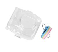 Carcasa transparente para cámara Fujifilm Instax Mini, estuche anticaídas de cristal transparente con correa ajustable de colores del arcoíris y