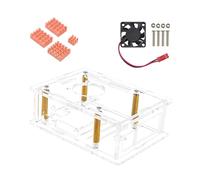 Carcasa transparente para Raspberry Pi5, caja transparente de acrílico con ventilador de refrigeración, disipadores de calor opcionales