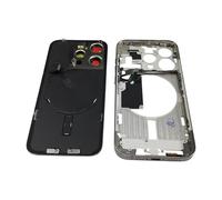 Carcasa trasera de cristal y marco medio, botón de encendido y volumen, cubierta de batería trasera, carga inalámbrica flexible y adhesivo de batería compatible con iPhone 15 Pro de 6.1 pulgadas