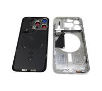 Carcasa trasera de cristal y marco medio, botón de encendido y volumen, cubierta de batería trasera, carga inalámbrica flexible y adhesivo de batería compatible con iPhone 15 Pro Max de 6.7 pulgadas