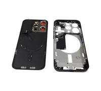 Carcasa trasera de cristal y marco medio, botón de encendido y volumen, cubierta de batería trasera, carga inalámbrica flexible y adhesivo de batería compatible con iPhone 15 Pro de 6.1 pulgadas
