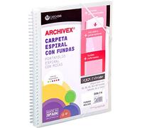 Carchivo 53032002 - Carpeta con 20 fundas, espiral, canguro y sobre, A4