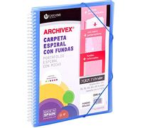 Carchivo - Carpeta personalizable de 20 fundas con espiral Archivex Star, color azul